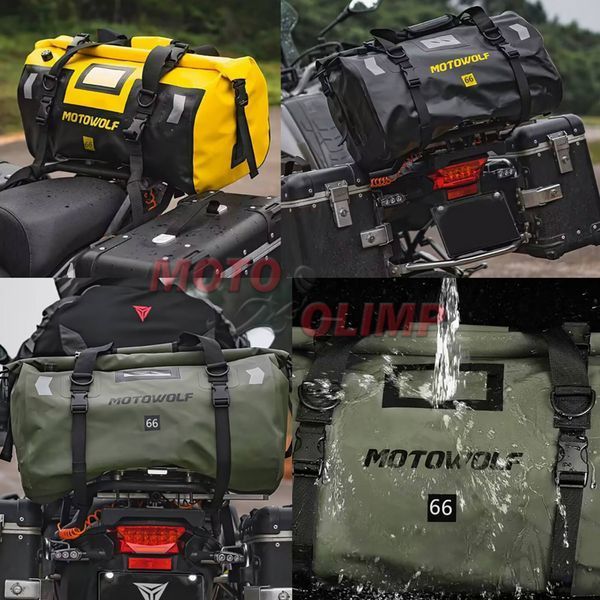 Сумка водонепроникна MOTOWOLF 66л, кофр на мотоцикл та квадроцикл, зелена (хакі) 9186 фото