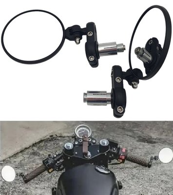 Дзеркала в торець керма d-80мм круглі складні Custom (метал) на мотоцикл 6188 фото