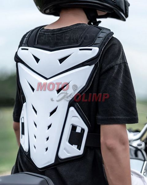 Жилет мото захистний (захист тіла, панцир для захисту грудей та спини) на мотоцикл, білий 8163-1 фото