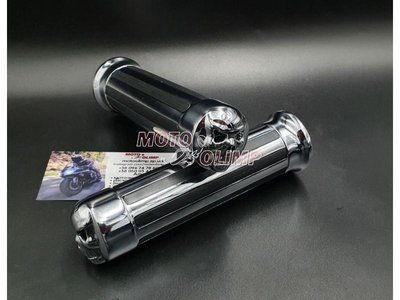 Грипси Cruiser хром із черепом на мотоцикл круїзер чоппер (кермо 25мм) 3423 фото