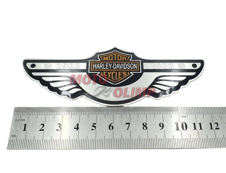 Шильдик на бензобак (емблема) Harley-Davidson 110 років 1903-2013г крила (120 * 45мм) 6922-1 фото