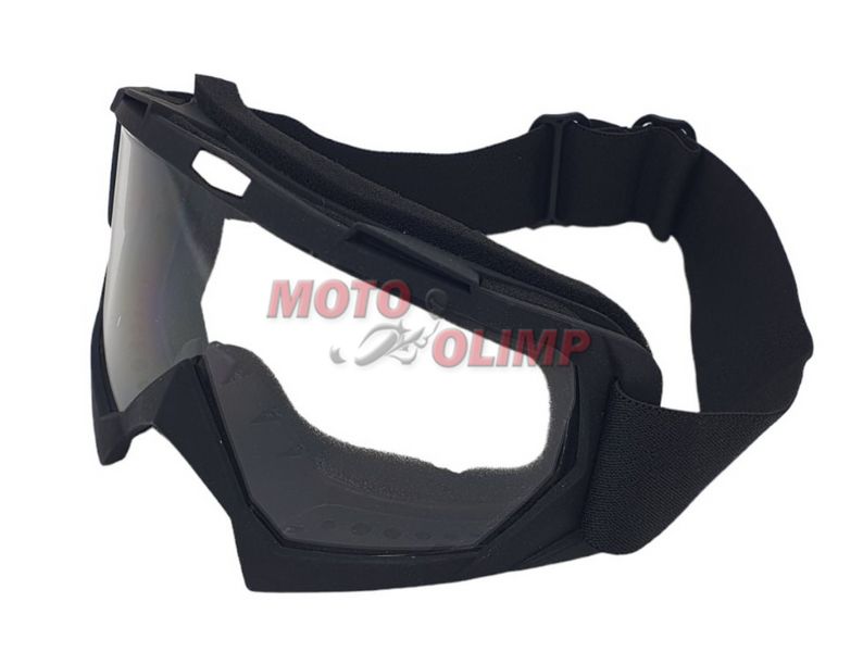Окуляри (маска) кросові Racing чорні, із прозорою лінзою 8663-1 фото