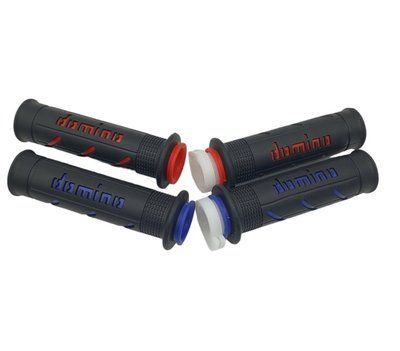 Гріпси (ручки керма) DOMINO з прорізами та відкритим торцем на мотоцикл, сині 8867-1 фото