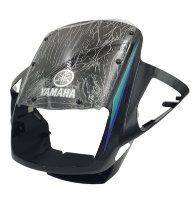 Обтічник (передній пластик) під квадратну фару Yamaha YBR 125, чорний з синіми наліпками 4275-1 фото