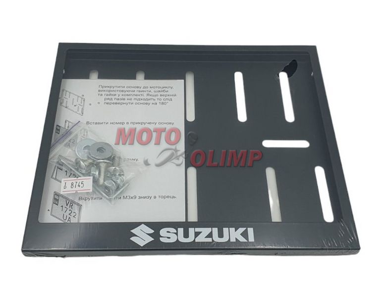 Рамка для номеру "Suzuki" залізна чорна на мотоцикл 8745-1 фото
