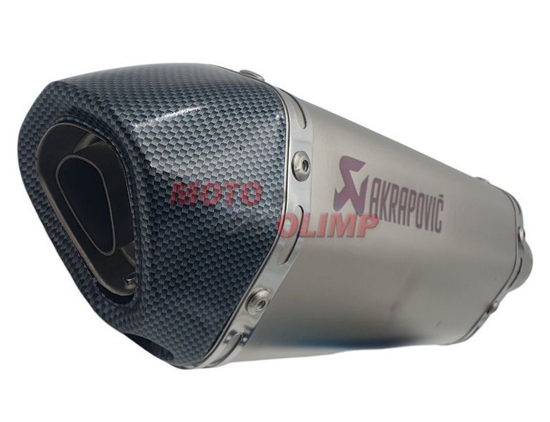 Прямоточний глушник (прямоток) Akrapovic на мотоцикл, сірий з карбоновим хвостом 1886-6 фото