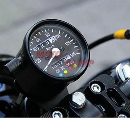 Спідометр на мотоцикл аналоговий, цніверсальний (ретро, кастом), чорний 8967 фото