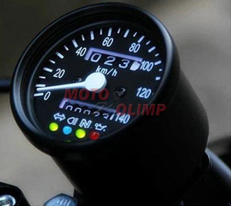 Спідометр на мотоцикл аналоговий, цніверсальний (ретро, кастом), чорний 8967 фото