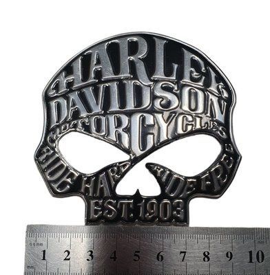 Шильдик (90мм) Harley-Davidson череп 3D наклейка на бензобак мотоцикла (емблема) 9236 фото