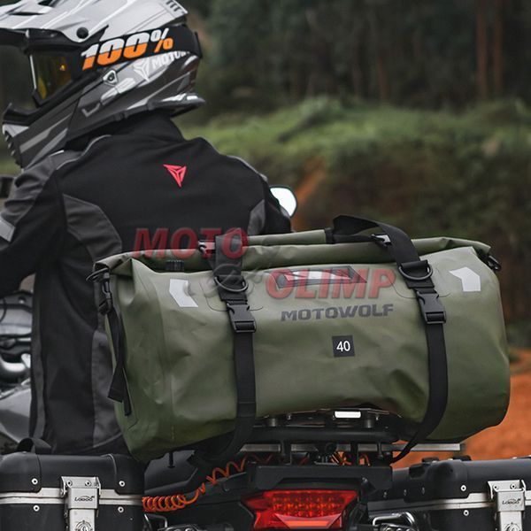 Сумка водонепроникна MOTOWOLF 40л, кофр на мотоцикл та квадроцикл, помаранчева 9857-1 фото