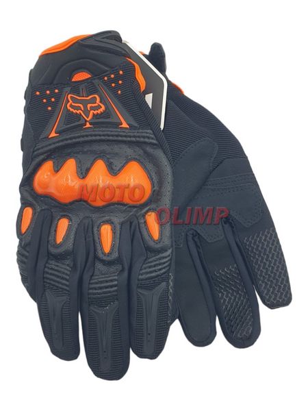 Мото рукавиці шкіра/текстиль FOX Bomber на мотоцикл, помаранчеві р.M-L, р.L 7070-20 фото